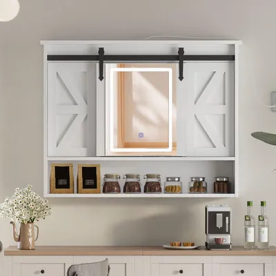 Produktbild von Radelldar bad mit Beleuchtung Medizinschrank mit Schiebetüren,80x13x75cm, Weiß