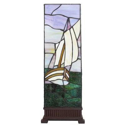 Obrázok produktu pre Clayre & Eef 5LL-6293 Stolná lampa Tiffany 18x18x48 cm E14-max 1x40W béžová - fialová