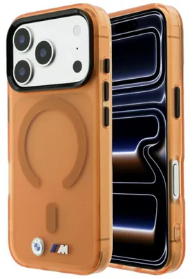 Produktbild von Handyhülle für iPhone 18 Pro / 17 Pro, BMW M IML Frosted Metal Logo Trims MagSafe, Orange-Transparent