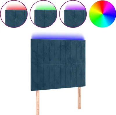 Produktbild von vidaXL LED Kopfteil Dunkelblau 90x5x118/128 cm Samt