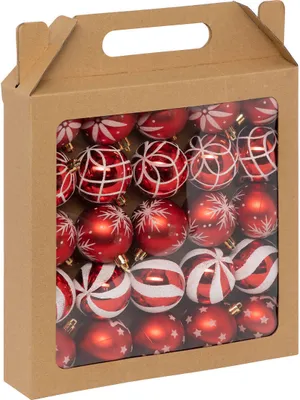 Produktbild von Christbaumkugeln "Colorama de Noël" 25er-Set aus Kunststoff D 6 cm rot weiß