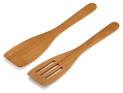 Produktbild von Holz-Pfannenwender-Set, 2-teilig, 30 cm - Antibakteriell und hitzebeständig