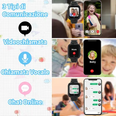 Immagine prodotto di Smartwatch 4G per bambini, con GPS e SIM, grado di impermeabilità IP68