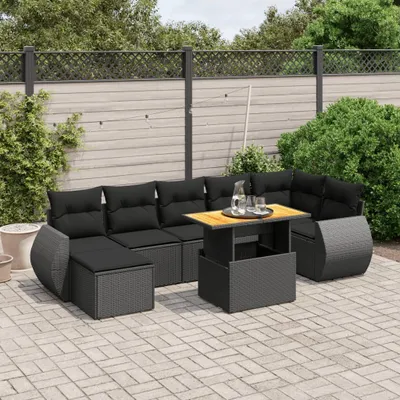 Produktbild von CLORIS 8-tlg. Garten-Sofagarnitur mit Kissen Schwarz Poly Rattan 3718265