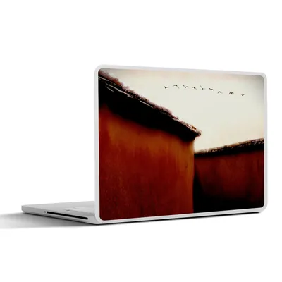 Produktbild von MuchoWow® Laptop Aufkleber Sticker Cover Tiere - Vögel - Häuser - Rot 31x22.5 cm - Laptop-Deko