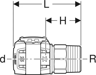 Produktbild von Geberit GE FlowFit, Übergang, AG, SiBr, d20mm, R1/2, 1 Stk.