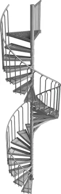 Produktbild von Spindeltreppe Ø 180 cm | Höhen: 396-413 cm | 21 Stufen, ein Podest | Streckgitter Stufenbelag, Feuerverzinkt