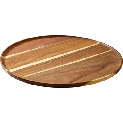 Produktbild von Serviertablett Akazienholz ⌀ 40 cm Holztablett Erhöhter Rand Holz Dekotablett Akazie Holzteller