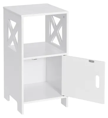 Obrázek produktu pro Úzký noční stolek s jednou otevřenou přihrádkou a jednou přihrádkou se dvířky | 30 x 30 x 60 cm