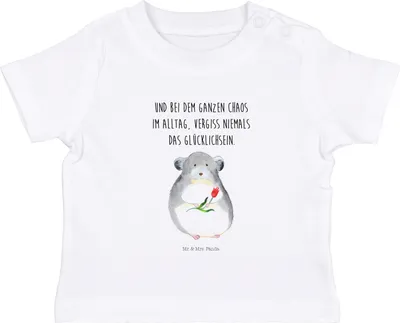 Produktbild von Mr. & Mrs. Panda Babyshirt Chinchilla Blume 0. - 6. Monat - Weiß - Geschenk, Büro,  T-Shirt, Organic Baby, Chinchillas, Lustige Sprüche, Jerseyshirt, Chaos, Shirt