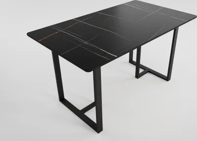 Produktbild von Esstisch MIAS 140x80cm schwarze Keramikplatte schwarzes massives Tischgestell : Schwarz
