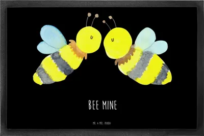 Produktbild von Mr. & Mrs. Panda Schmutzmatte Biene Liebe 40 x 60 cm - Schwarz - Geschenk, abstreifer, Eingangsteppich, Schmutzfangmatte, Fussmatte, fußmatte