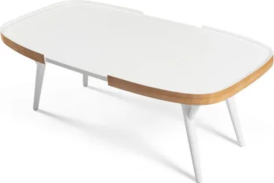 Image de Table basse en bois blanc, design moderne, idéale pour le salon. Style : contemporain