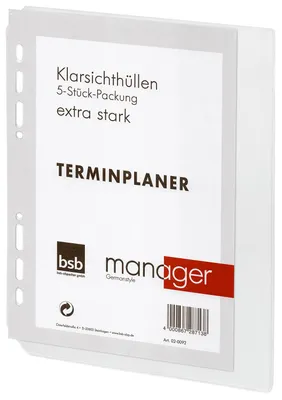 Produktbild von BSB Ersatzeinlage Klarsichthüllen, ca. A5, 6-Fach Lochung - für BSB Manager Term
