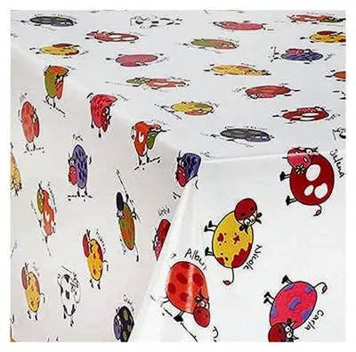 Produktbild von PVC Tischdecke Alma Bunte Kühe Wachstuch · Eckig · Länge und Breite wählbar · abwaschbare Tischdecke · Kindermotiv bunt schwarz Weiß, Größe: 140 x 120 cm