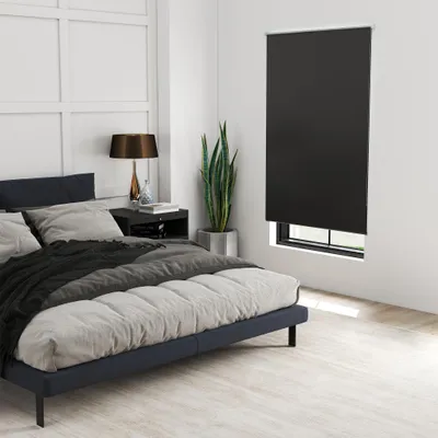 Zdjęcie produktu dla UISEBRT Roleta zaciemniająca czarna 120x160cm, roleta termiczna ze srebrną powłoką, nieprzezroczysta i chroniąca przed ciepłem, roleta okienna bez wiercenia do sypialni biura