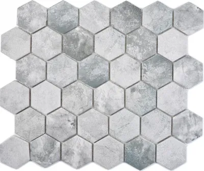 Produktbild von Keramik Mosaik Hexagon Zement hellgrau Mosaikfliese Wand Fliesenspiegel Küche Bad MOS11H-0222_f