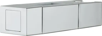 A chrome-plated shower system component on a white background.