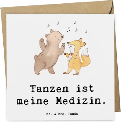 Produktbild von Mr. & Mrs. Panda Grußkarte Hase Tanzen - Weiß - Geschenk, Tanzschule, doppelkarte, gehen, Glückwunschkarte, faltkarte, Tanzkurs, anlasskarte, Klappkarte
