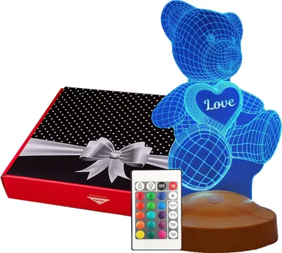 Produktbild von Geschenkelampe LED Teddybär Geschenke 3D Nachtlicht Teddybear Lampe