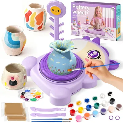 Produktbild von Kinderdrehscheibe Set für Töpfern und Malen - Kreatives Hobby Set für 6-14 Jahre