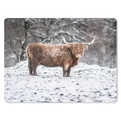 Produktbild von MuchoWow® Mauspad Mousepad Schottischer Highlander - Baum - Schnee 40x30 cm - Mousepads - Maus Mat - Pad - Mausunterlage - Anti Rutsch