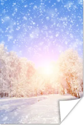 Produktbild von MuchoWow® Poster Schnee - Sonne - Winter 40x60 cm - Plakate für die Wand - Poster Babyzimmer