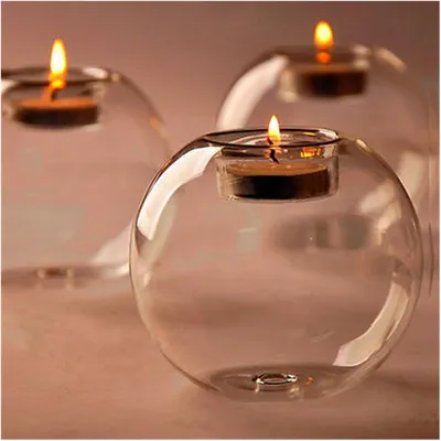 Produktbild von Runder, hohler Glas-Kerzenständer-Kronleuchter, dünner Kristall-Kronleuchter, Esszimmer- und Wohndekoration (8 cm)