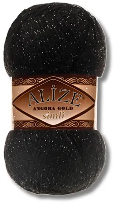 Obrázek produktu pro Alize 1x 100g Angora Gold Simli, lesklá příze, jednobarevná, vhodná pro háčkování a pletení (60)