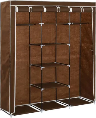 Produktbild von Hochwertigen Möbel Kleiderschränke - Braun Kleiderschrank mit Fächern und Stangen Braun 150x45x175cm Stoff NEU2888463
