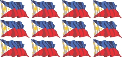 Produktbild von Mini Aufkleber Set - Pack wehend - 50x31mm - selbstklebender Sticker - Philippinen - Flagge / Banner / Standarte fürs Auto, Büro, zu Hause und die Schule - 12 Stück