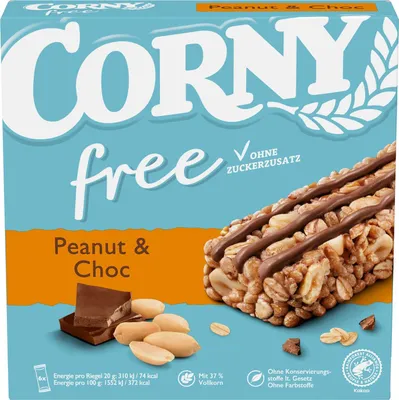 Produktbild von Corny FREE Peanut & Choc Müsliriegel, 6x20g