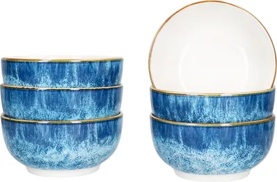 Produktbild von Marina 6er Set Müslischale blau maritime Schüssel Ozean Porzellan 6 Pers Dessert