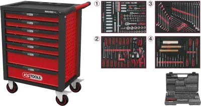 Image de KS Tools RACINGline NOIR/ROUGE Servante d'atelier à 7 tiroirs