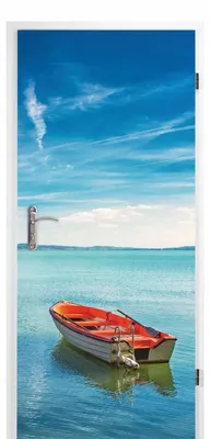 Productafbeelding van Zelfklevend deurdecoratie boot, 0,9 x 2 meter - Deurposter, folie, decoratief folie