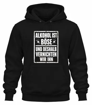Immagine prodotto di L'alcol fa male, ed è per questo che lo combattiamo. Felpa con cappuccio "Addio al celibato", colore nero, taglia XL