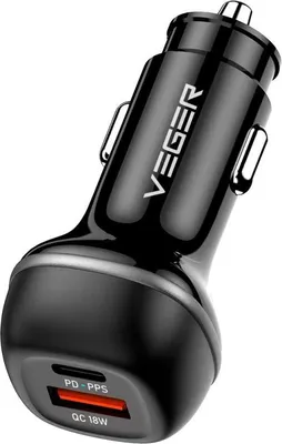 Obrázek produktu pro Nabíječka do auta VEGER USB A + USB C QC PD 51W CC62-1A1C černá