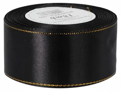 Produktbild von Pogotowie Florystyczne Satinband mit Goldstreifen 38mm