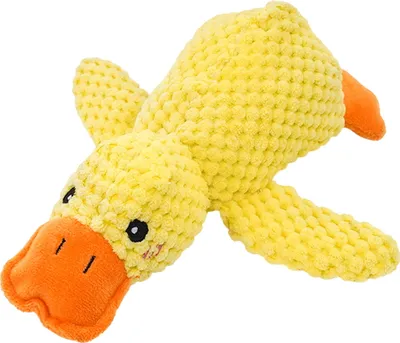 Produktbild von Beruhigendes Hundespielzeug mit Ente, Quack-Quack-Ente, Haustierspielzeug, Plüsch-Quietsch-Ente, interaktives gelbes Enten-Zerr-Kauspielzeug für Welpen