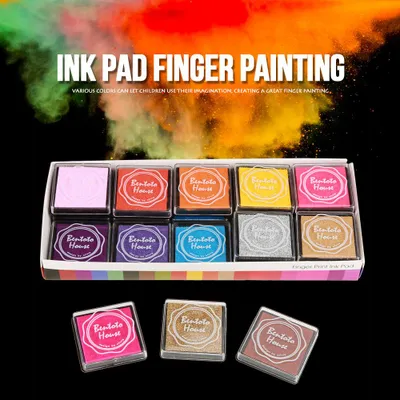 Image de Qcwwy 20 coussins d'encre pour la peinture au doigt et les tampons, Matériau respectueux de l'environnement, Soluble dans l'eau et Facile à nettoyer, Fournitures d'art créatif pour