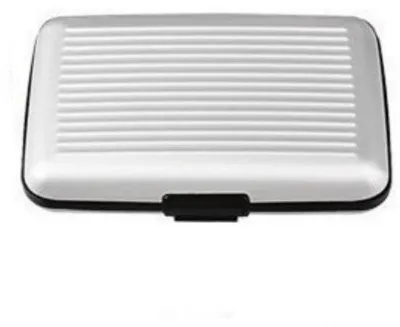 Produktbild von Aluminium-Visitenkartenhalter mit 6 Fächern - Reisecreditcardhalter - Metall-Organizer - Uni - RFID-Blocker