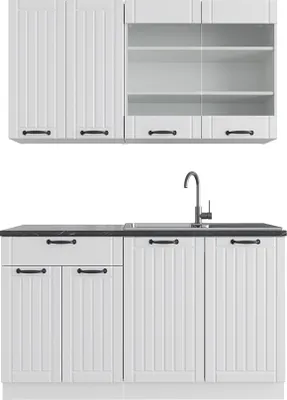 Produktbild von Vicco Singleküche Fame-Line, 140 cm ohne Arbeitsplatte, Weiß Landhaus/Weiß