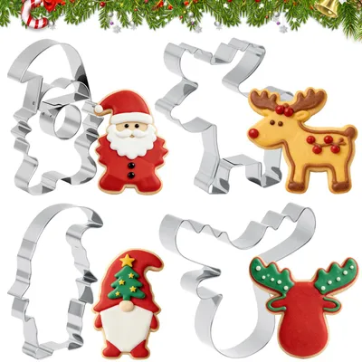 Produktbild von Weihnachtsplätzchenausstecher, 4-teiliges Set, Ausstechformen für Weihnachtsplätzchen, Kekse, Kuchen, Schokolade, n (4 Stück)
