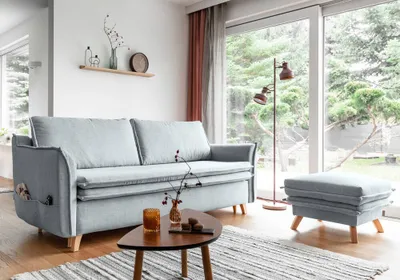Produktbild von MIUFORM Charming Charlie Slim - Sofa mit Bettfunktion und Bettkasten - 225x90cm - Hellgrau - 3-Sitzer Schlafsofa