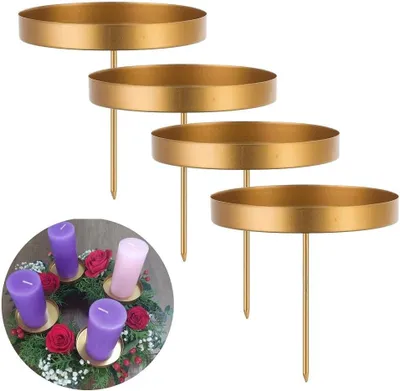 Immagine prodotto di Set di 4 portacandele per l'avvento, in metallo, 8 cm, portacandele dorati, portacandele per candele dell'avvento, decorazione natalizia con portacandele