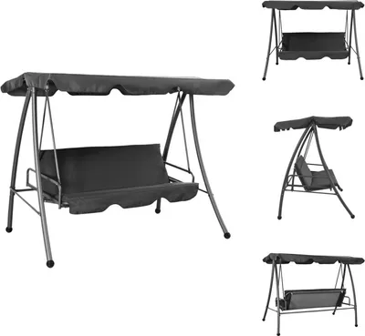 Produktbild von vidaXL Hollywoodschaukel mit Dach Anthrazit 192×118×175 cm Stahl -  Hollywoodschaukeln