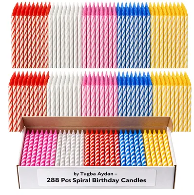 Geburtstagskerzen 288 Stück Mix Farben für Kuchen & Party