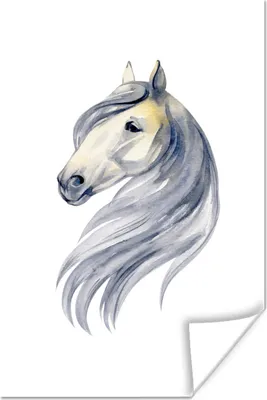 Produktbild von MuchoWow® Poster Pferd - Aquarell - Gelb - Mädchen - Kinder - Mädchen 80x120 cm - Papierdruck