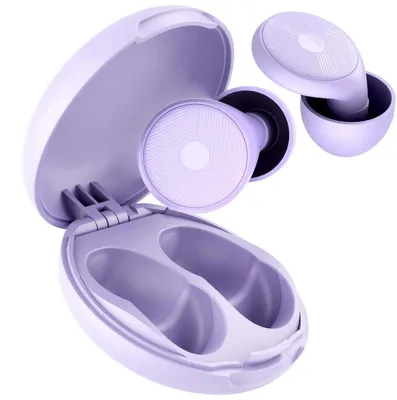 Immagine prodotto di Tappi per le orecchie per dormire, riduzione del rumore di 45 dB, riutilizzabili, in silicone, color viola, confezione da 8 tappi, con custodia