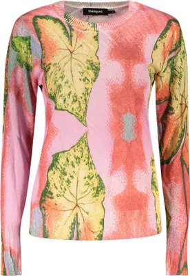 Produktbild von Rosa Damenpullover mit Muster - Langarmshirt Rundhals